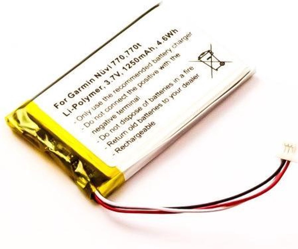 Battery Garmin Nüvi 770, 770t, Li-Polymer, 3,7V, 1250mAh, 4,6Wh - Wholeshare