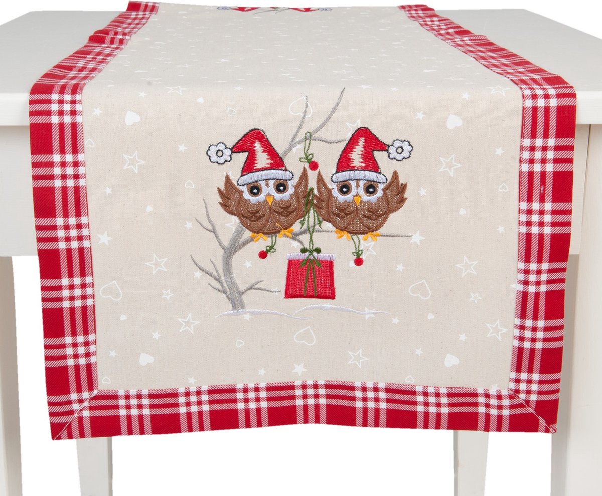 Clayre & Eef Tafelloper uiltjes - Kerst - 40 x 120 cm
