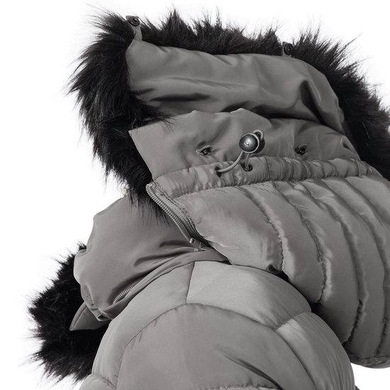 MARIKOO dames winterjas (S-5XL) - winddicht, gewatteerd, capuchon, afneembare teddykraag - N088, zwart, M