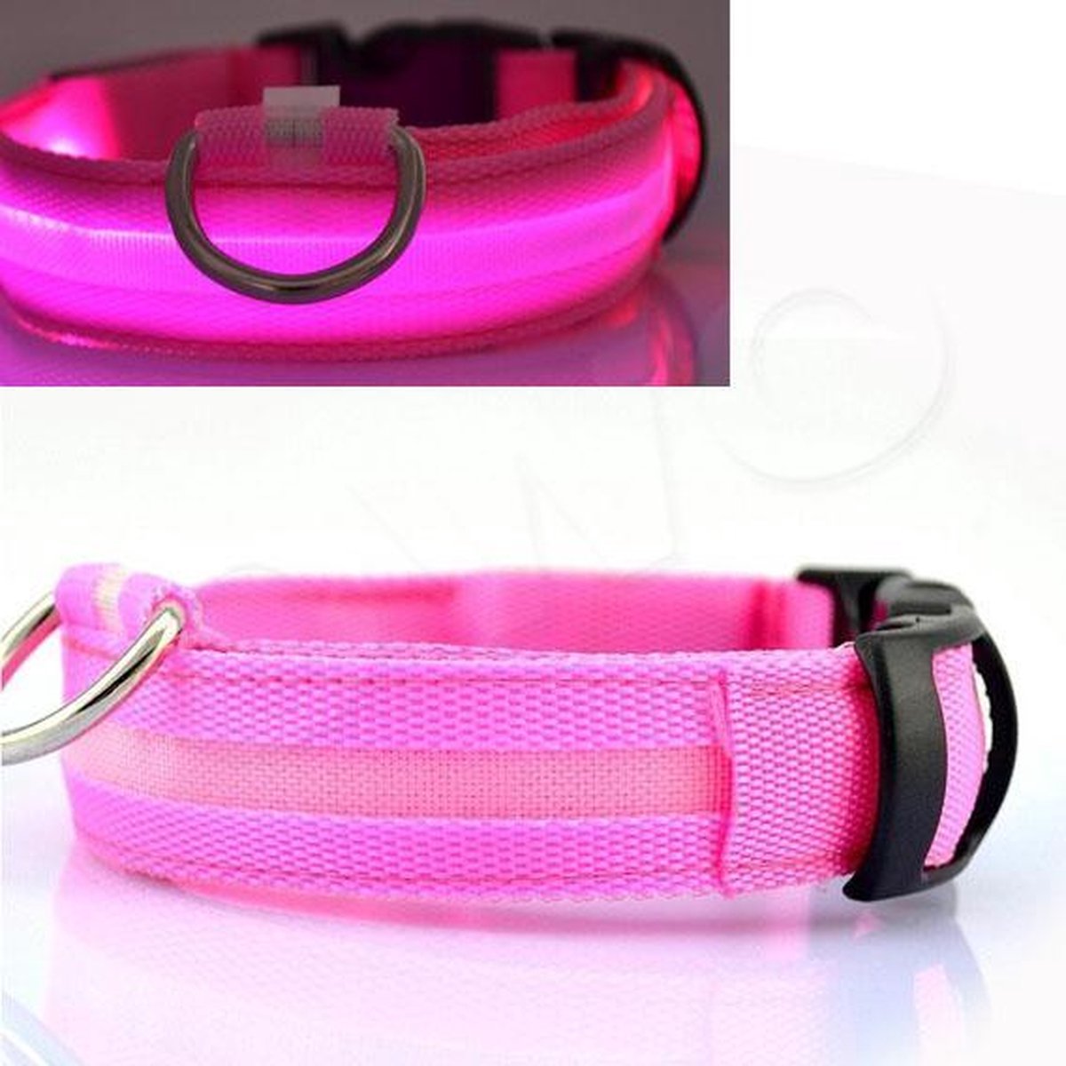 OWO - Honden halsband met led verlichting - roze/extra Small 31-39cm
