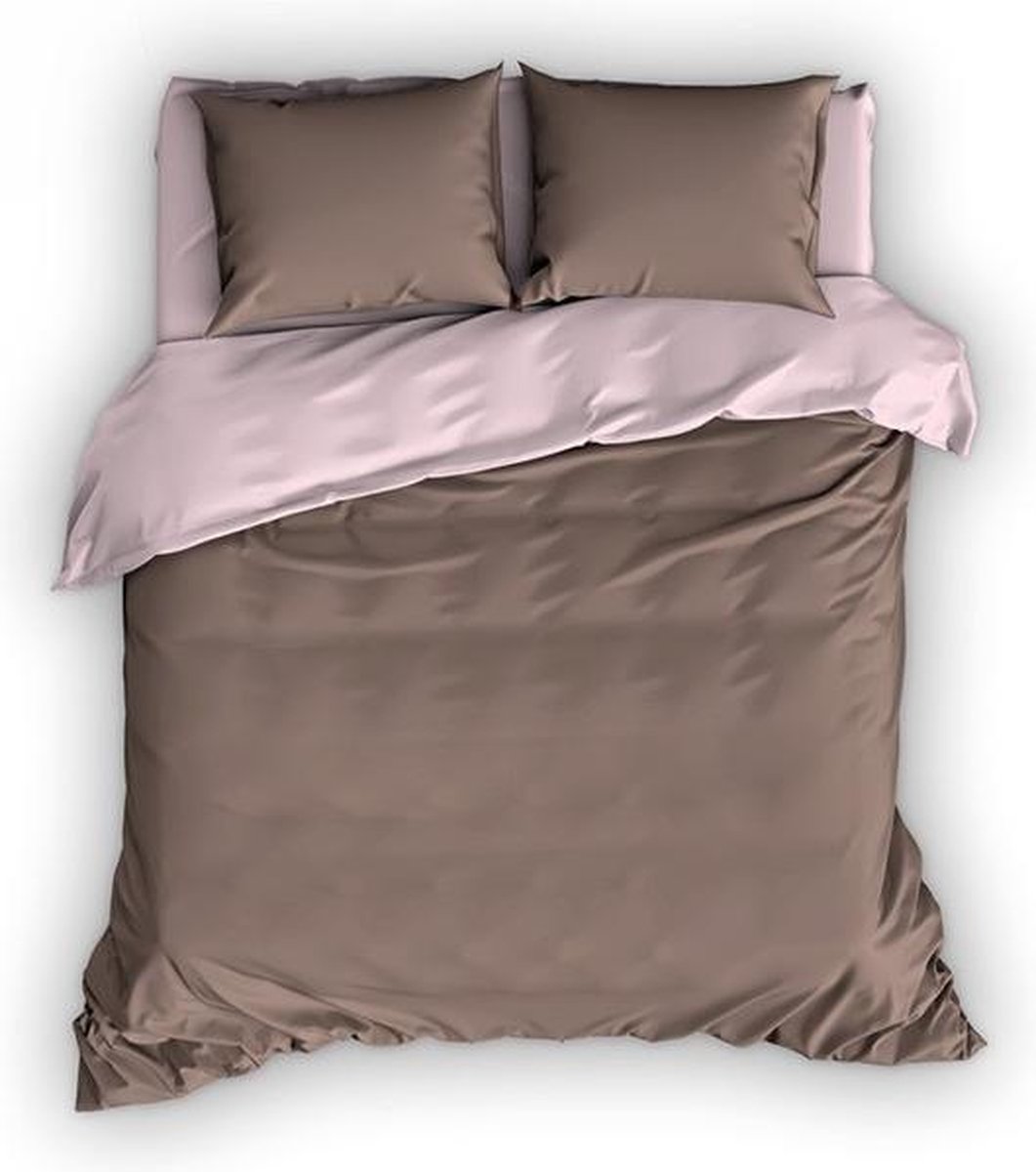 Romanette Dekbedovertrek Comtesse - 200x200/220 cm Taupe/Roze