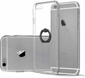 Transparant Hoesje geschikt voor Apple iPhone 6s / 6 Soft TPU Gel Siliconen Case met Ring Grip Zwart - van iCall