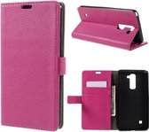 Litchi cover roze wallet case hoesje LG Stylus 2