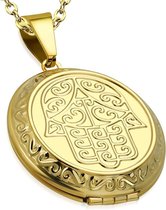 Amanto Ketting Bo Gold - 316L Staal - Levensboom - Medaillon - Ø30mm - 50cm
