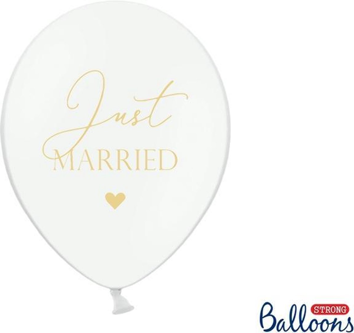 Pastel Ballonnen Bruiloft Puur Wit 'Just Married' - 6 Stuks
