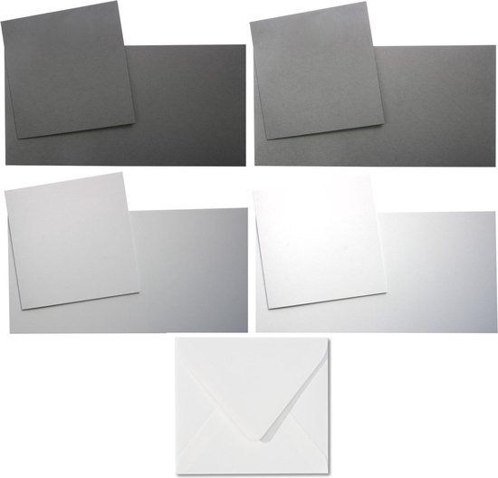 Vierkante Kaarten Set - 13,5 x 13,5 cm - 40 Kaarten en 40 Enveloppen - 3  Kleuren -... | bol.com