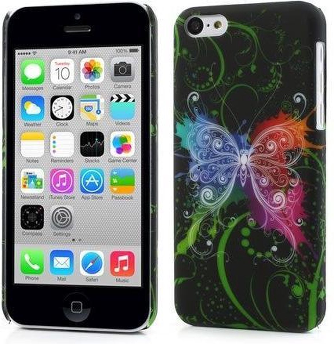 Rubber Coating Hardcase iPhone 5c - Flora en Vlinder