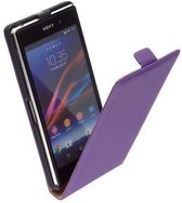 Leder Flip Cover Hoesje Sony Xperia Z1 Mini Flip Case Paars