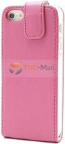 Verticale PU lederen flipcase voor iPhone 5 - Pink