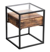 MIRA Home - Bijzettafel - Industrieel - Glas - Hout - Metaal - Bruin/zwart - 43x43x54