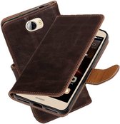 MP Case donkerbruin vintage look hoesje voor Huawei Y6 II Compact book case
