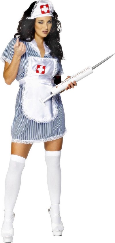 Sexy wit en blauw verpleegster kostuum voor vrouwen - Verkleedkleding |  bol.com