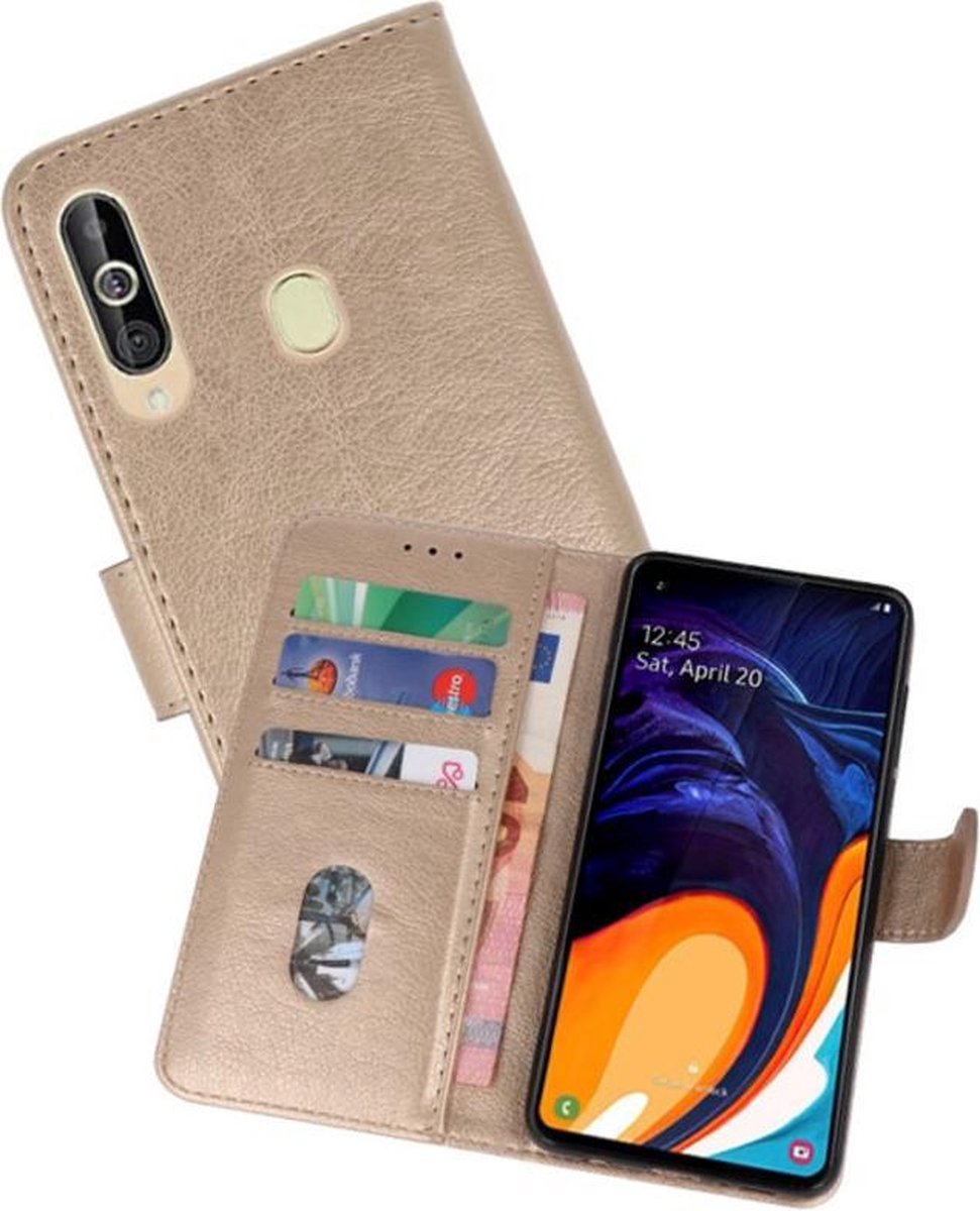 Hoesje Geschikt voor Samsung Galaxy A60 - Kaarthouder Book Case Telefoonhoesje - Goud