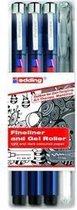 edding fineliner set - 3 fineliners en 1 gelroller - Handletteringset - 0.25-0.7 mm punt