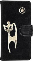 MP case® PU Leder Mystiek desing zwart case voor Samsung Galaxy S9  Kat Figuur book case wallet case hoesje