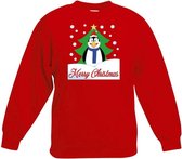 Rode kersttrui pinguin voor kerstboom voor jongens en meisjes - Kerstruien kind 3-4 jaar (98/104)