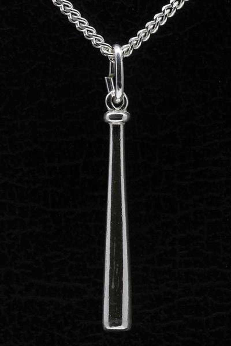 Zilveren Honkbal knuppel ketting hanger