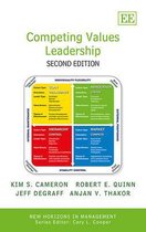 Boekomslag van 'Competing Values Leadership', Tweede Editie, met een schema van vier kwadranten: Innovatie, Productiviteit, Medewerkerstevredenheid en Marktbeheer.