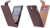 Classic Bruin HTC One E8 PU Leder Flip Case Hoesje