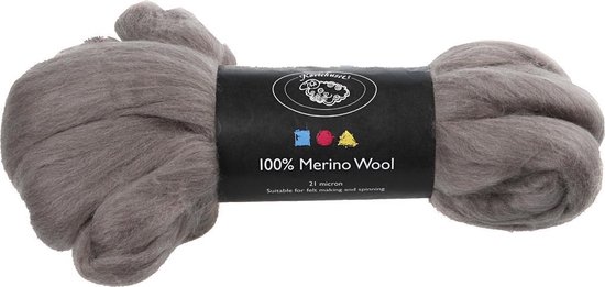Merino wol, 21 micron, natural grey, 100 gr - Creotime