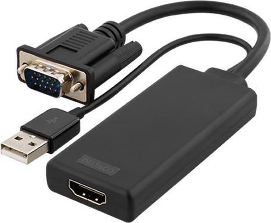 Deltaco VGA-HDMI6 VGA naar HDMI adapter Full HD 1920x1080 met USB voor  audio &... | bol.com