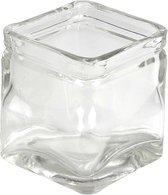Vierkant glas, afm 5,5x5,5 cm, h: 5,5 cm, 12 stuks