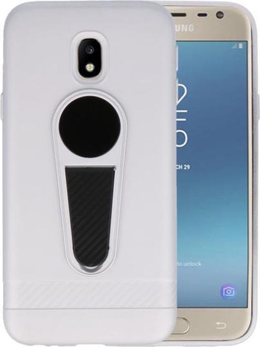 Zilver Magneet Stand Case hoesje voor Samsung Galaxy J3 2017