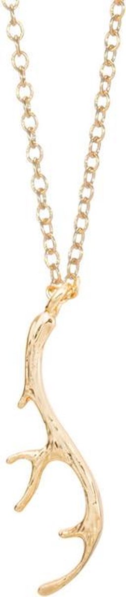 24/7 Jewelry Collection Hert Gewei Ketting - Edelhert - Geborsteld - Goudkleurig