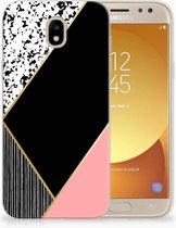 Geschikt voor Samsung Galaxy J5 2017 Uniek TPU Hoesje Black Pink Shapes