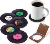 Retro Vinyl Onderzetters | LP Onder Zetters | Vinyl Coasters 45 RPM 6 stuks in Geschenkverpakking
