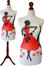 Fashion red woman paspop met donker bruine sparkling driepoot  44/46