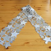 Kerst tafelloper - Grijs - Zilver - sterren - Loper 20x160 cm