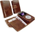 Tuff-Luv Vintage genuine leren portemonnee case cover voor Apple iPod Classic bruin
