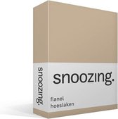 Snoozing - Flanel - Hoeslaken - Eenpersoons - 90x220 cm - Camel