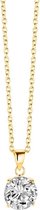 New Bling 9NB 0042 Zilveren collier met hanger - zirkonia rond 10 mm - lengte 40 + 5 cm - goudkleurig