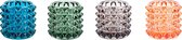 Tealight holder set - Diamond Cut glass - 4 colours
