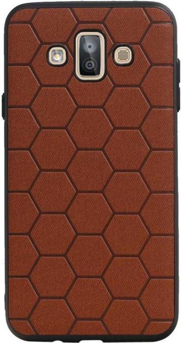 Bruin Hexagon Hard Case - Achterkant Hoesje voor Samsung Galaxy J7 Duo J720F