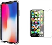 iPhone X Transparant Barely There TPU Case + Tempered Gorilla Glass / Glazen Screenprotector 0,3 mm | iPhone X Hoes + Glazen Tempered Screenprotector