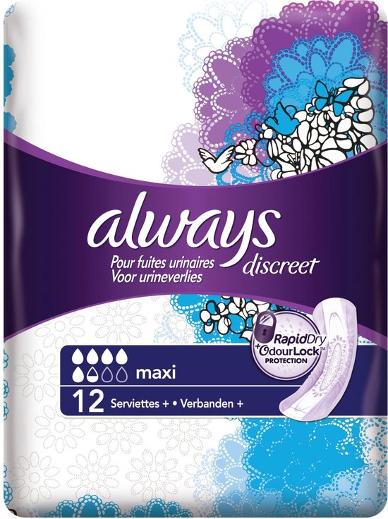 Always Discreet voor urineverlies en incontinentie Maxi -  Voordeelverpakking 48 Stuks... | bol
