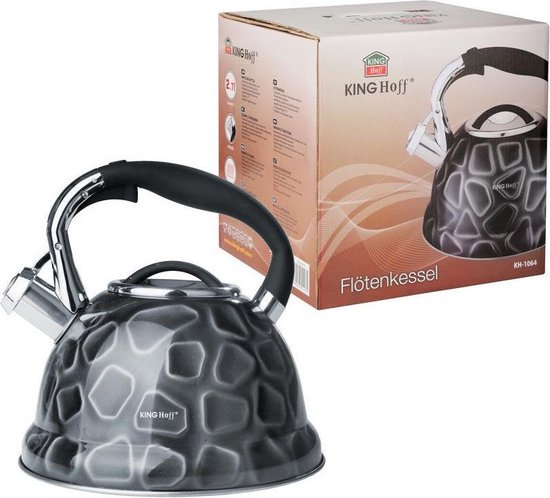 Kinghoff 3787 - Fluitketel Groen - 3 liter - marmerlook - RVS