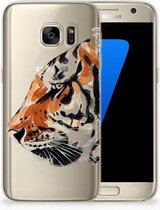 Geschikt voor Samsung Galaxy S7 TPU Siliconen Hoesje Watercolor Tiger