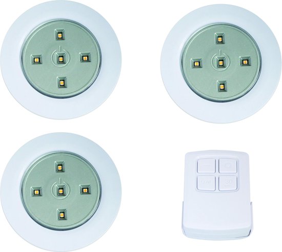 Shada LED spotjes op AA batterijen met afstandsbediening 3000k Warm White |  bol.com