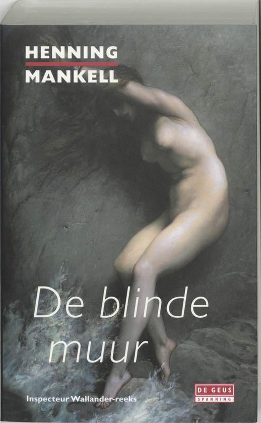 Boek kaft: De blinde muur, met een schildering van een naakte vrouw tegen een rotswand.