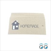 Home Made Kaartje - Bruin Kraft Papier - 100x50mm - Met Boorgaatje - Set van 100 stuks - Ideaal voor Creatieve Projecten en Geschenkverpakkingen