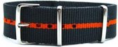Premium Orange Dark Blue - Nato strap 22mm - Stripe - Horlogeband Oranje Donker Blauw