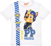 Nickelodeon Paw Patrol - T-shirt - Chase - Model "To The Skies!" - Wit - 116 cm - 6 jaar - 100% Katoen