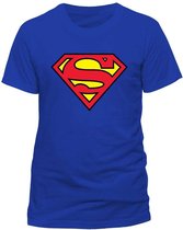 Superman - Logo heren unisex T-shirt blauw - S - Superhelden merchandise strips