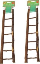 Houten ladder 7 traps natural 28 cm per 2 stuks