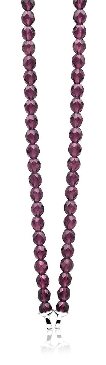 Zinzi - Zilveren Collier - Paarse Beads - 8 mm - 43 cm (ZIC401PB)