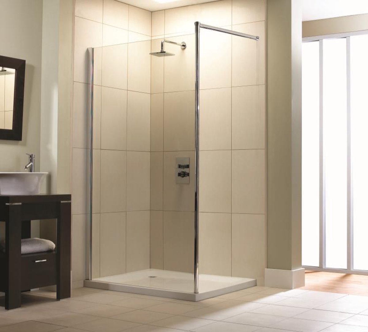 Aqualux Aquaspace inloopdouche 80x200cm voor wandmontage chroom profiel helder glas